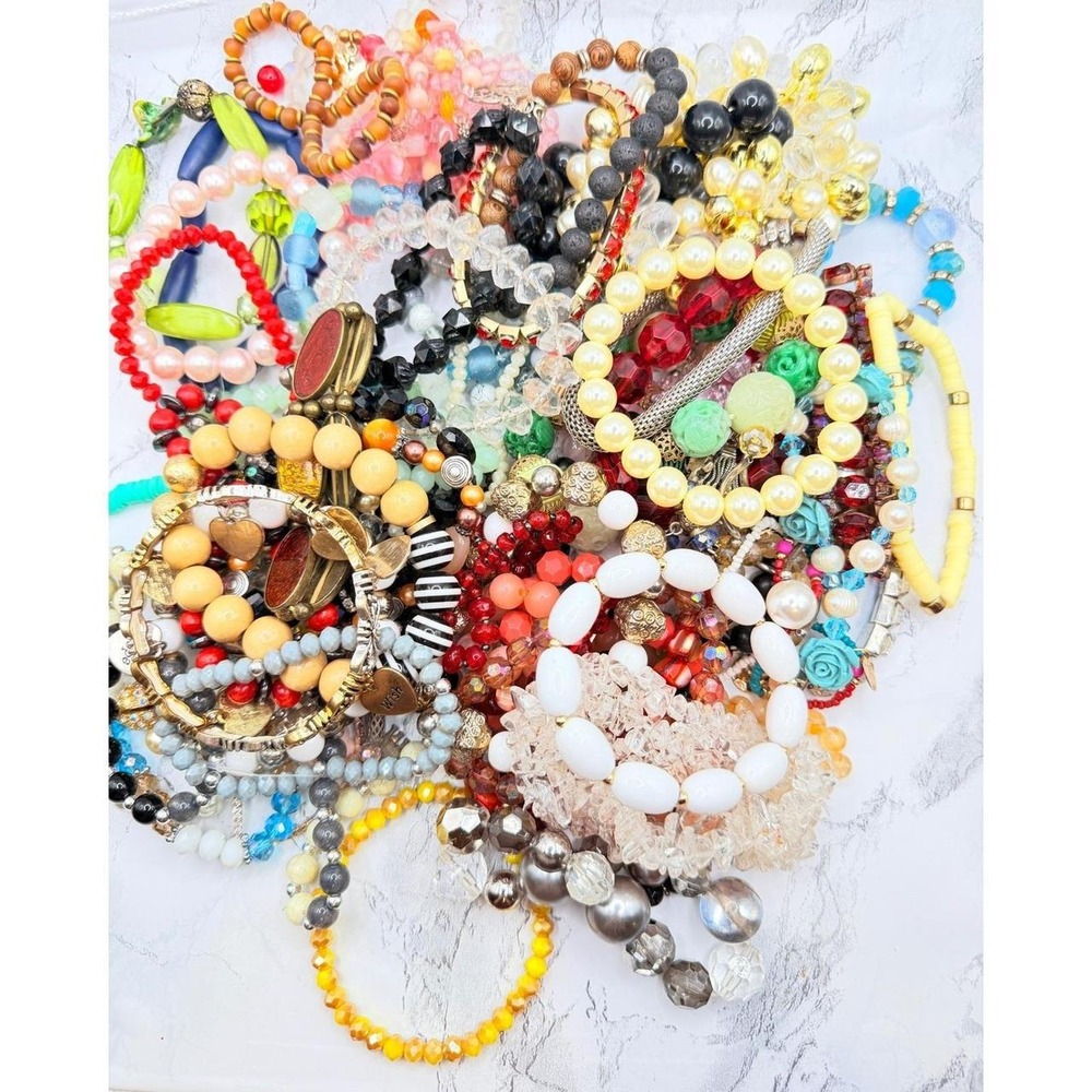 2 lbs stretch bracelets - 62 pieces Variety of colors and styles Stacking